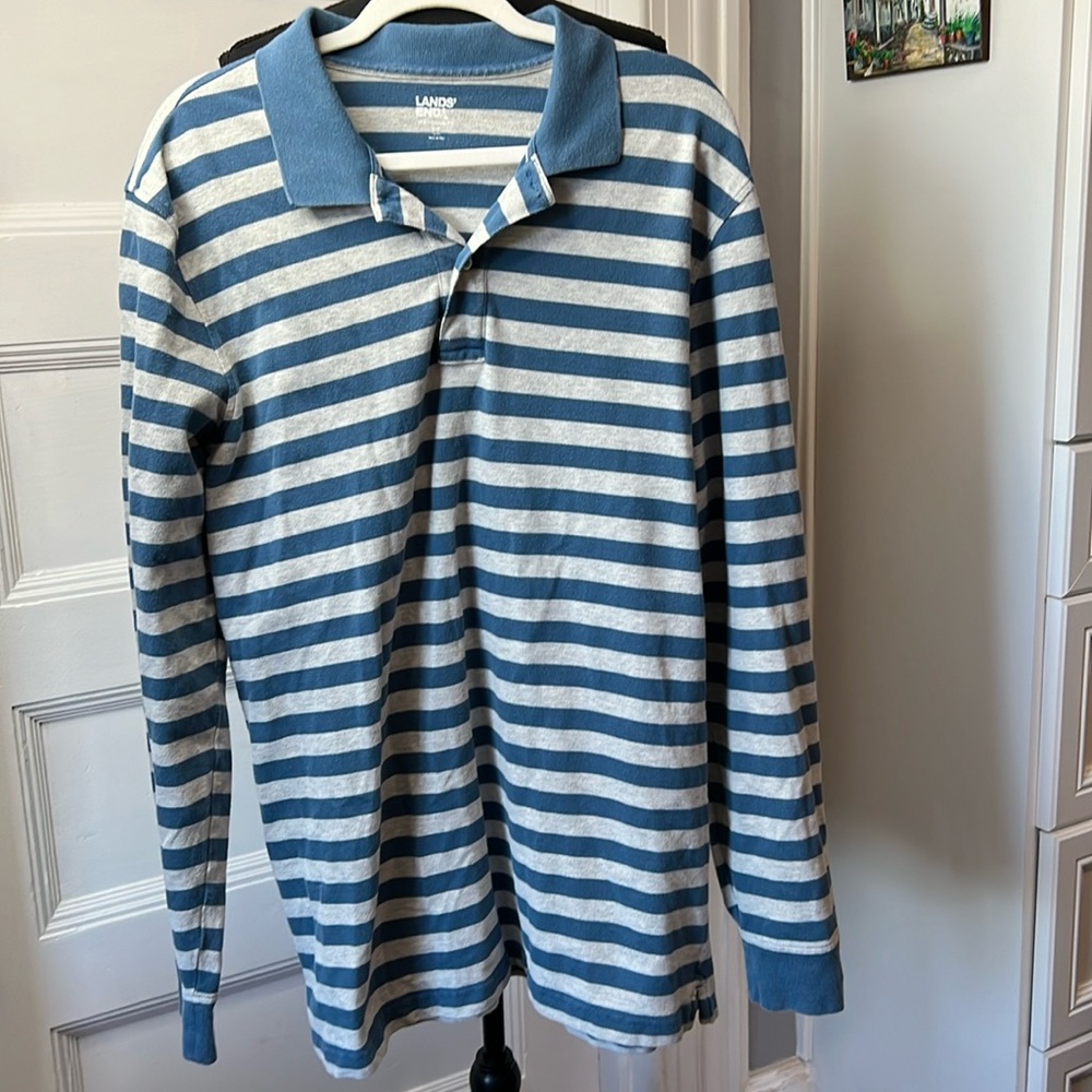 LAND’S END MENS LONG SLEEVE POLO